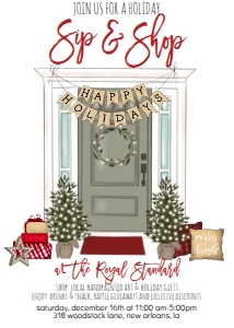 Christmas Door Sip and Shop Invitation: Christmas Door Sip and Shop Invitation