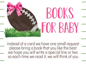 Baby Shower Football Girl Book Card: Baby Shower Football Girl