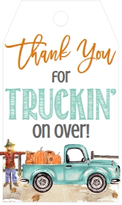 Birthday Mint Truck Favor Tag: Birthday Pumpkin Truck Mint