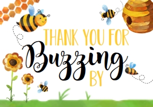 Birthday Bee Buzz Thank You Postcard: Birthday Bee Buzz Invite