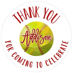 Softball Sticker 2": Birthday Softball