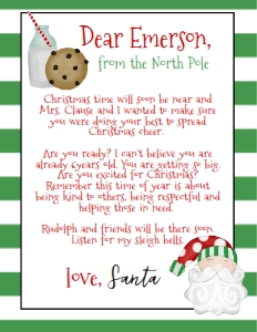 Christmas Santa Letter Milk & Cookies Green: Christmas Santa Letter Milk & Cookies Green