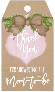 Baby Shower Christmas Kraft Pink Favor Tag: Baby Shower Christmas Kraft Burlap Pink Ornament Invitation