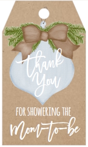 Baby Shower Christmas Kraft Blue Favor Tag: Baby Shower Christmas Kraft Burlap Blue Ornament Invitation