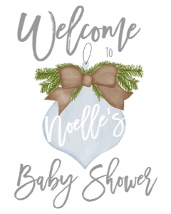 Baby Shower Christmas White Blue Welcome Sign: Baby Shower Christmas Burlap Blue Ornament Invitation
