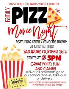 School Flyer Pizza Movie Night 8.5x11: School Flyer Pizza Movie Night 8.5x11