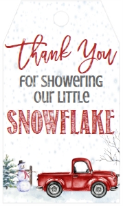 Baby Shower Christmas Little Snowflake Red Favor Tag: Baby Shower Christmas Snowflake Red Truck Invitation 641346618