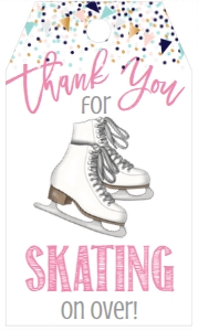 Birthday Ice Skate Confetti Favor Tag: Birthday Ice Skate Confetti Pink