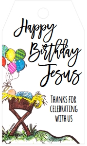 Christmas Happy Birthday Jesus Favor Tag: Christmas Happy Birthday Jesus Invitation