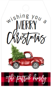 Christmas Tag Red Truck Buffalo Plaid: Christmas Party Red Truck Marquee Invitation