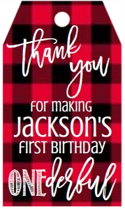 Christmas Onderland Buffalo Plaid Favor Tag: Christmas Winter Onederland Plaid Invitation