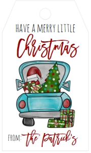Christmas Favor Tag Blue Truck Family: Christmas Party Aqua Truck Invitation