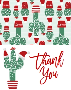 Christmas Cactus Thank You: Christmas Feliz Navidad Holiday Fiesta Invitation