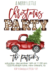 Christmas Party Red Truck Marquee Invitation: Christmas Party Red Truck Marquee Invitation