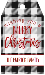 Christmas Black White Buffalo Plaid Favor Tag: Christmas Black White Buffalo Plaid Favor Tag