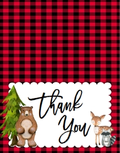 Christmas Woodland Onderland Thank You: Christmas Winter Onederland Plaid Animals Invitation
