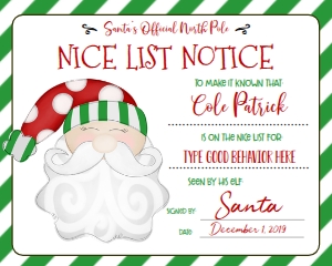 Nice List Notice Green: Naughty List Notice