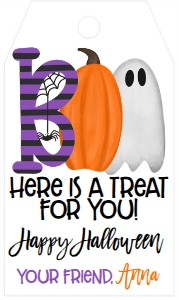 Halloween Boo Tag Purple Stripe: Halloween Boo Ghost Favor Tag