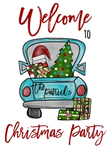 Christmas Party Blue Truck Welcome Sign: Christmas Party Aqua Truck Invitation