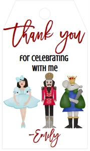 Birthday Christmas Nutcracker Ballerina Mouse Favor Tag: Birthday Christmas Nutcracker Ballerina Mouse Invitation