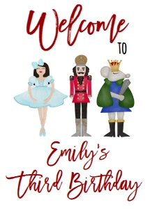 Birthday Christmas Nutcracker Ballerina Mouse Welcome Sign: Birthday Christmas Nutcracker Ballerina Mouse Invitation