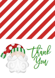 Christmas Santa Green Hat Thank You: Christmas Party Santa Invitation