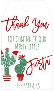 Holiday Merry Little Cactus Favor Tag: Christmas Party Feliz Navidad Cactus Invitation