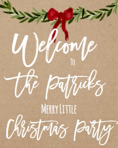 Christmas Kraft Swag Party Welcome Sign: Christmas Party Kraft Merry Little Invitation