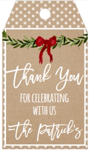 Christmas Party Kraft Swag Favor Tag: Christmas Party Kraft Merry Little Invitation
