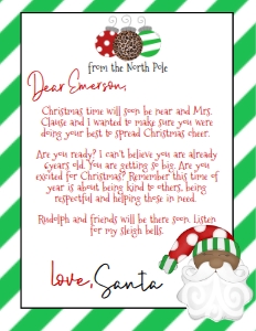 Christmas Santa Letter Diagonal Stripe Green AA: Christmas Santa Letter Diagonal Stripe Green AA
