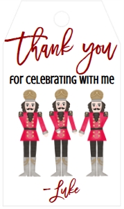 Christmas Birthday Nutcracker Floss Favor Tag: Birthday Christmas Nutcracker Floss Invitation