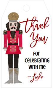 Christmas Birthday Nutcracker Single Favor Tag: Birthday Christmas Nutcracker Invitation