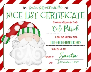 Nice List Certificate Red: Naughty List Notice Red