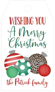 Holiday Party Ornament Favor Tag: Christmas Party Multi Ornament RG Marquee Invitation