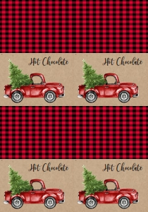 Christmas Kraft Red Black Truck Food Tent Full Page: Birthday Christmas Truck Kraft Invitation