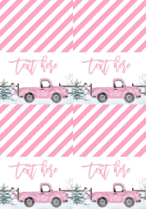 Christmas Wonderland Pink Truck Food Tent Full Page: Christmas Winter Onederland Pink Invitation