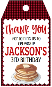 Birthday Flapjack Flannel Favor Tag: Birthday Flapjack Flannel