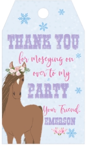 Birthday Horse Winter Snowflake Favor Tag: Birthday Horse Winter Snowflake