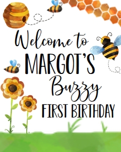 Birthday Bee Buzz Welcome Sign 8x10: Birthday Bee Buzz Invite
