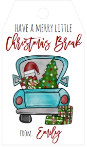 Christmas Break Favor Tag Blue Truck Teacher: Christmas Break Favor Tag Blue Truck Teacher