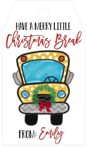 Christmas Break Favor Tag Bus Tag: Christmas Break Favor Tag Bus Tag