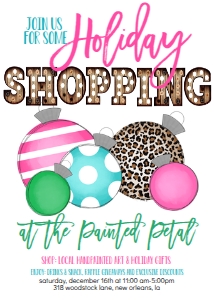 Christmas Holiday Shopping Multi Ornament Pink Marquee 5x7 Invite/Flyer: Christmas Holiday Shopping Multi Ornament Pink Marquee Flyer