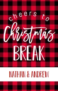 Christmas Break Wine Label Red Buffalo Plaid: Christmas Break Wine Label Red Buffalo Plaid