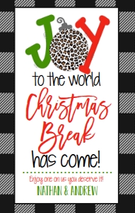 Christmas Break Wine Label Joy Black White Buffalo Plaid: Christmas Break Wine Label Joy Black White Buffalo Plaid