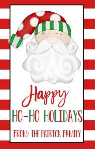 Christmas Wine Label Happy Ho Ho Holidays Santa Green: Christmas Wine Label Happy Ho Ho Holidays Santa Green