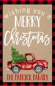 Christmas Wine Label Kraft Buffalo Plaid Truck: Christmas Wine Label Kraft Buffalo Plaid Truck
