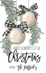 Christmas Wine Label Ornament Gingham: Christmas Wine Label Ornament Gingham
