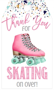 Birthday Let's Skate Confetti Favor Tag: Birthday Skate Confetti Pink