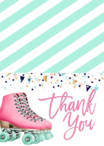 Birthday Let's Skate Confetti Thank You: Birthday Skate Confetti Pink