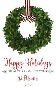 Christmas Wine Label Boxwood Wreath HH: Christmas Wine Label Boxwood Wreath